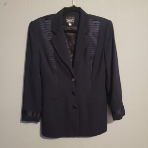 Terani vintage size 8  black jacket trimmed in satin